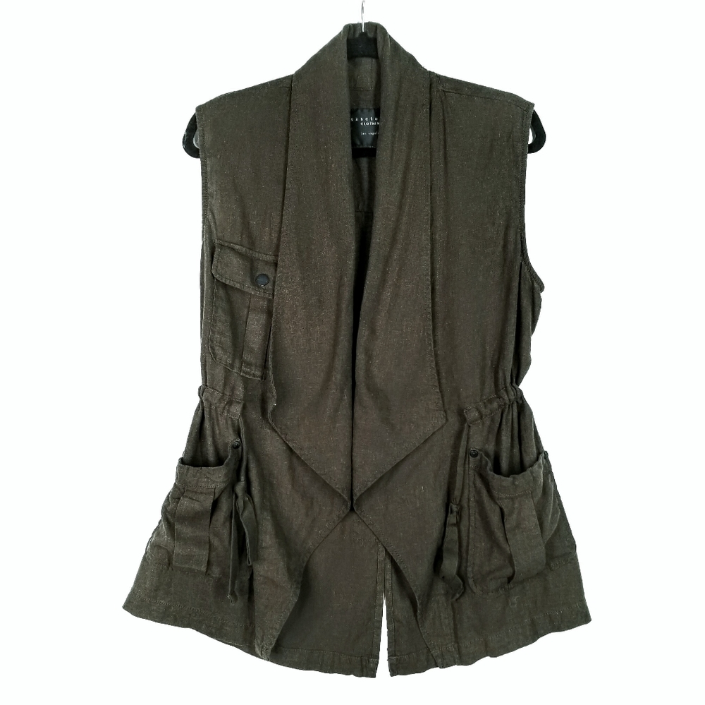 Sanctuary Linen Blend Daytrip Vest Olive Sz M